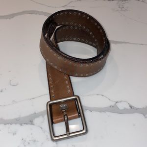 Leather Belt with Silver Rivet Accents